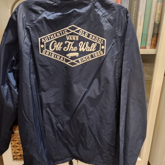 Vans Off The Wall Button Windbreaker Shell Jacket Navy Men’s Size L - Picture 4 of 4